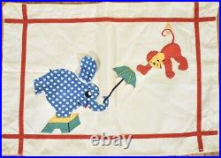 COLORFUL Vintage 30's Circus Applique Crib Spread + Matching Sham