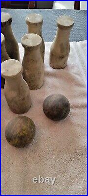 Carnival Game Target and Balls, Knockdown Bottles, Wooden Jars, Circus, antique