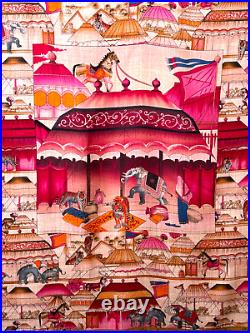 Cashmere & Silk Shawl Scarf with Circus Theme in Soft Challis A355