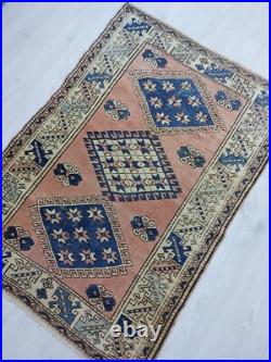 Caucasian Antique Rug 19th Century Blue Stars Carpet Rug