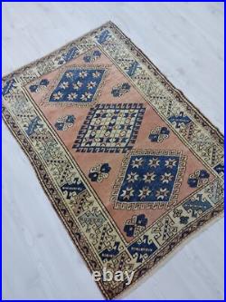 Caucasian Antique Rug 19th Century Blue Stars Carpet Rug