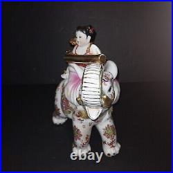 Ceramic Satsuma Circus Elephant Vintage Antique Japanese Art Sculptures