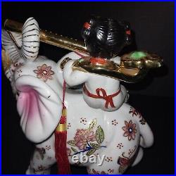 Ceramic Satsuma Circus Elephant Vintage Antique Japanese Art Sculptures