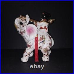 Ceramic Satsuma Circus Elephant Vintage Antique Japanese Art Sculptures