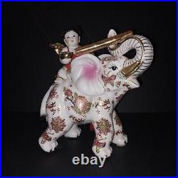 Ceramic Satsuma Circus Elephant Vintage Antique Japanese Art Sculptures