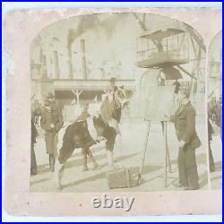 Circus Act Stereoview Kilburn c1898 Pony Mathematician Street Performer O217