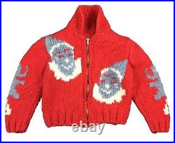Circus Elephants & Clowns 1920-1950 Vintage Knitted Full Zip Cowichan Sweater