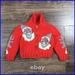 Circus Elephants & Clowns 1920-1950 Vintage Knitted Full Zip Cowichan Sweater