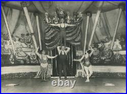 Circus performers strong man acrobats in costumes antique photo
