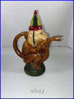 Clay Ceramic Circus Monkey Antique Vintage Figure Unusual