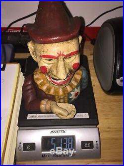 Clown Circus Mechanical Arm Piggy Bank Antique Style 5+ Lbs Collector WOW Ex
