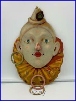 Clown Ring Toss Game Rare Circus Antique 1900 Paper Lithograph Paper Mache