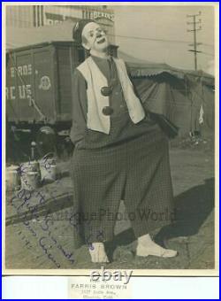 Clown Rube Simonds Cole Bros circus hand signed antique photo 1945