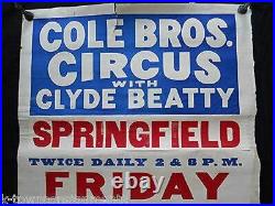 Clyde Beatty Cole Bros Circus Springfield 1930s Antique Ad Carnival Poster