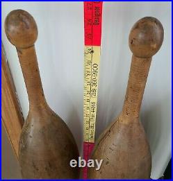 Colossal super heavy antique wooden Indian clubs circus strongman exercise pins