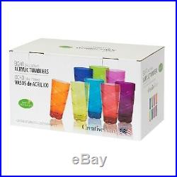 CreativeWare Circus 24-oz. Multi-Colored Plastic Kitchen Tumblers, Set of 8 Cups