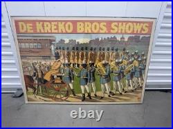 De Kreko Bros Shows Circus Poster Antique Riverside Milwaukee Lithograp