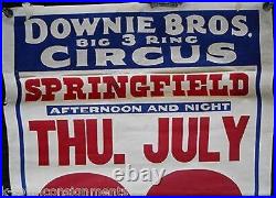 Downie Bros. Big 3 Ring Circus Springfield 1930s Antique Ad Carnival Poster