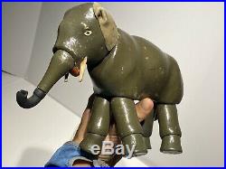 Early Antique Schoenhut Wooden Jointed Circus Elephant Fantastic Condition NM+