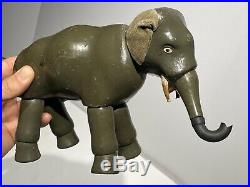 Early Antique Schoenhut Wooden Jointed Circus Elephant Fantastic Condition NM+