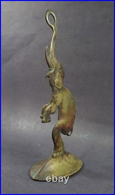 Elephant BRASS doorstop paperweight GREAT old PATINA circus animal Antique 12.5