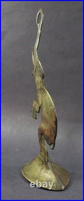 Elephant BRASS doorstop paperweight GREAT old PATINA circus animal Antique 12.5