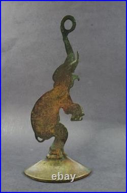 Elephant BRASS doorstop paperweight GREAT old PATINA circus animal Antique 12.5