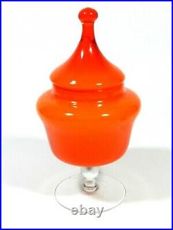 Empoli Italian Glass 11 Electric Orange Apothecary Candy Jar Circus Tent