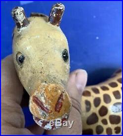 Extraordinary Antique Schoenhut Circus Giraffe Glass Eyes, Complete Original
