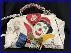 FUNKY VTG 80's Satchel Handbag Patchwork Circus CLOWNCore Coulrophilia Clown Luv