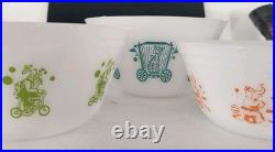 Federal Glass Circus Mixing Bowl Set Of 3, Elephant, Clown, Caged Tiger