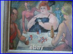Frederic Buchholz Oil Painting Antique 1920's Circus Performers Backstage Poker