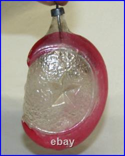 German Antique Pink Glass Clown In The Moon Vintage Christmas Ornament 1930's