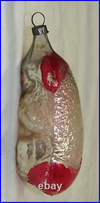 German Antique Pink Glass Clown In The Moon Vintage Christmas Ornament 1930's