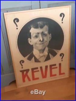 Great, antique French lithograph Theater poster REVEL, by A. Dupuis, 1900, framed