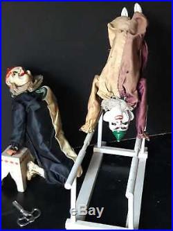 Great antique set of French MIGAULT clowns, acrobats automaton toy, Circus, 1925