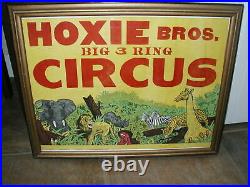 HOXIE BROS. BIG 3 RINGS CIRCUS 1950s POSTER RARE CIRCUS VERY EARLY ANTIQUE