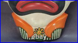 HUGE circus CLOWN Face HANGING Bust VTG chalkware 16.5 Premium carnival Prize