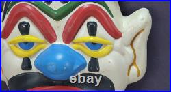 HUGE circus CLOWN Face HANGING Bust VTG chalkware 16.5 Premium carnival Prize