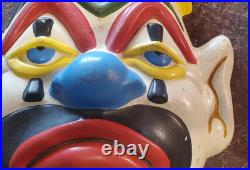 HUGE circus CLOWN Face HANGING Bust VTG chalkware 16.5 Premium carnival Prize
