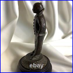 Harlequin Paris France Circus Sad Clown Love Antique Bronze Statue Figure Child