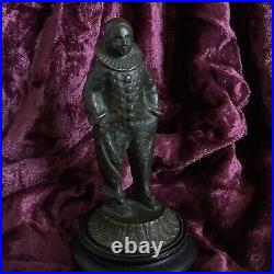 Harlequin Paris France Circus Sad Clown Love Antique Bronze Statue Figure Child