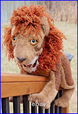 Huge antique carnival prize circus collectible Stuffed Lion Circa 1900s fair toy