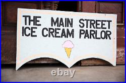 Ice Cream Sign Vintage store display Hand Painted Carnival Diner Parlor antique