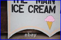 Ice Cream Sign Vintage store display Hand Painted Carnival Diner Parlor antique