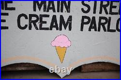 Ice Cream Sign Vintage store display Hand Painted Carnival Diner Parlor antique