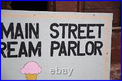 Ice Cream Sign Vintage store display Hand Painted Carnival Diner Parlor antique