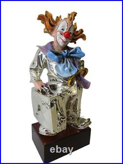 Italian Silver Plated & Enamel Handcrafted Traveler Circus Clown Figurine Ma/773