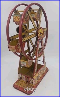 J Chein Hercules Ferris Wheel Circus Toys Wind Up Tin Lithograph 1920