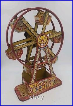 J Chein Hercules Ferris Wheel Circus Toys Wind Up Tin Lithograph 1920